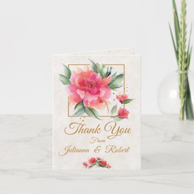 Lovely Rose garden budget  wedding Thank You Card (Front)