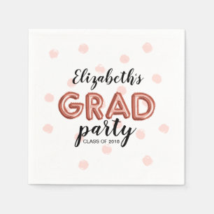 Lovely Rose Gold Balloon Letters Grad Party Napkins