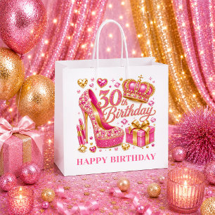 Lovely Rose Gold Sparkle 30th Birthday Gift Bag