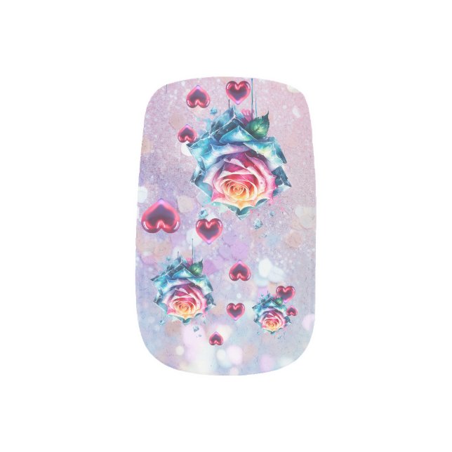 LOVELY ROSE MINX NAIL ART (Left Thumb)