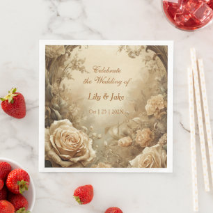 Lovely Rose'es Wedding Paper Dinner Napkins