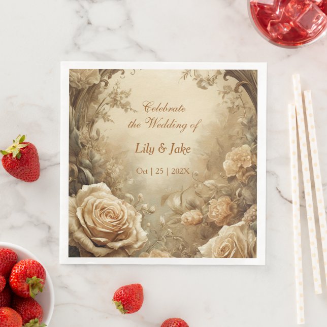 Lovely Rose'es Wedding Paper Dinner Napkins (Insitu)