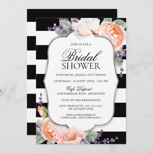 Lovely Roses and Lavender Bridal Shower Invitation