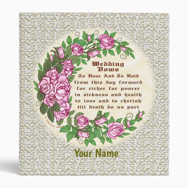 Lovely Roses custom Wedding Vows binder  (Front)
