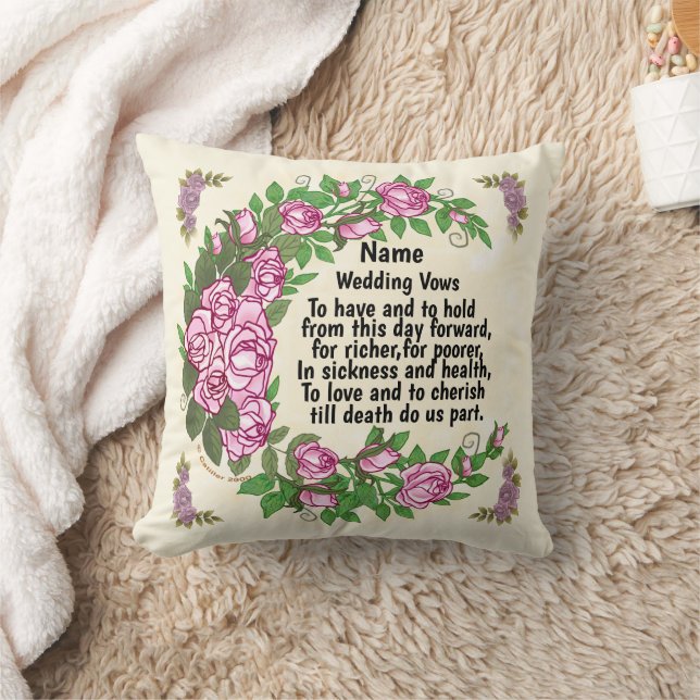 Lovely Roses custom Wedding Vows  Throw Pillow (Blanket)