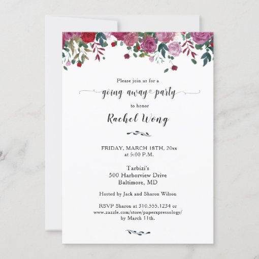 Lovely Roses Floral Moving Going Away Party Photo Invitation | Zazzle