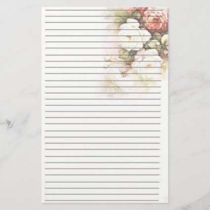 Lovely Roses Lined Stationery Paper