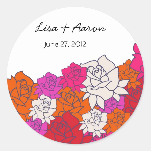 Lovely Roses Wedding sticker-2 Classic Round Sticker (Front)