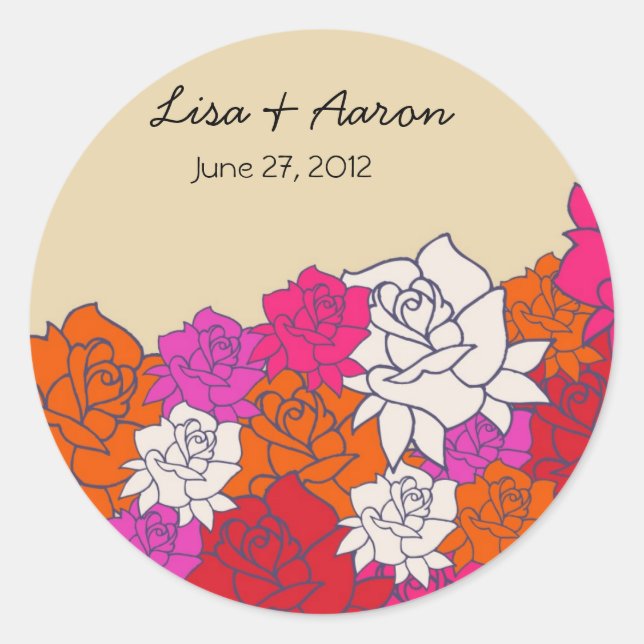 Lovely Roses Wedding sticker-4 Classic Round Sticker (Front)