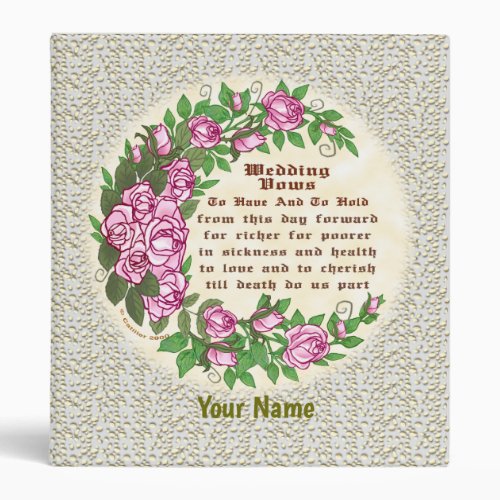 Lovely Roses Wedding Vows binder