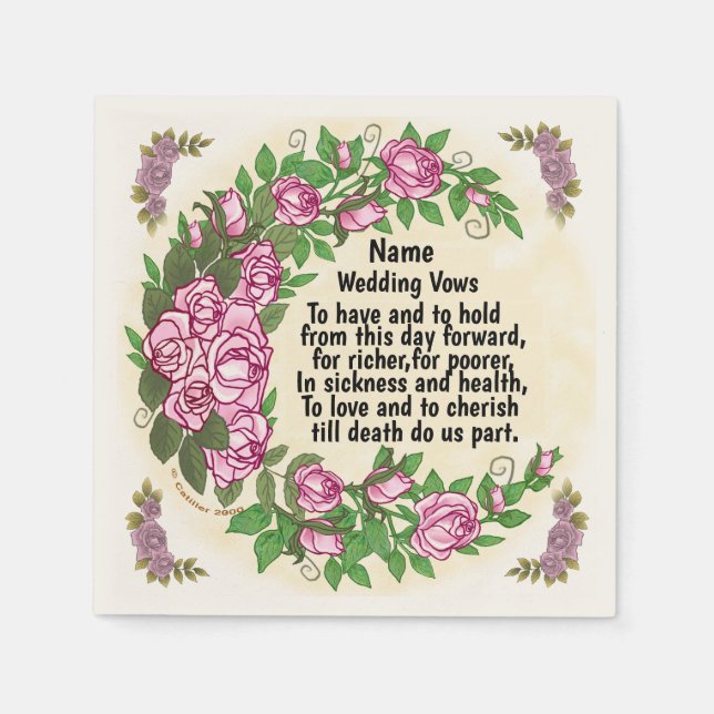 Lovely Roses Wedding Vows napkins (Front)