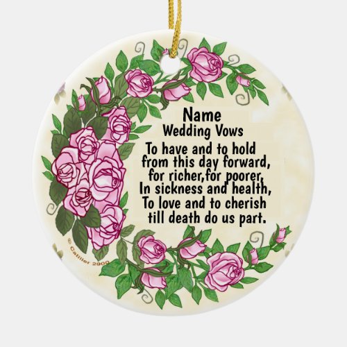 Lovely Roses Wedding Vows ornament