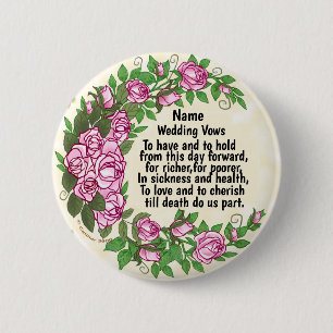 Lovely Roses Wedding Vows pin button