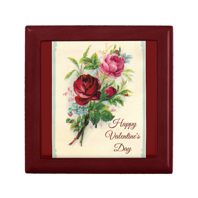 Lovely Roses Wooden Jewelry Keepsake Box (Front)