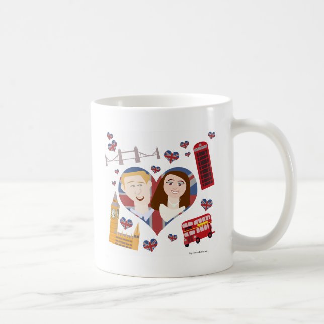 Lovely Royal Couple Cartoon Love Design Coffee Mug (Right)