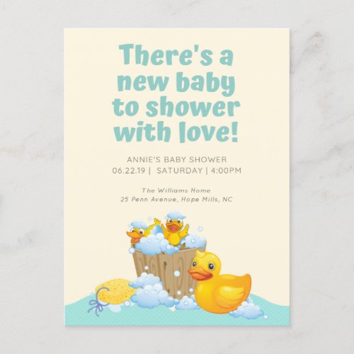 Lovely Rubber Ducky Baby Shower Invitation