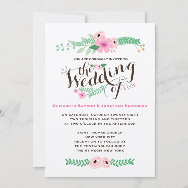 Lovely Rustic Garden Wedding Invitation (Front)