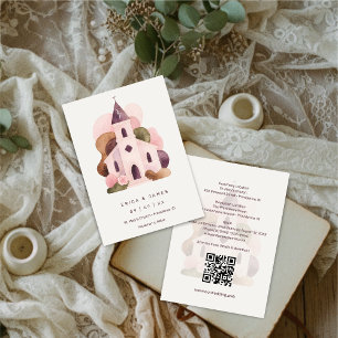 Lovely Rustic Pink Tones Church Wedding  Invitation
