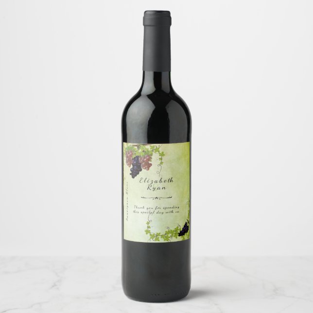Lovely Rustic Vineyard, Watercolor, Custom Wine Label (Front)