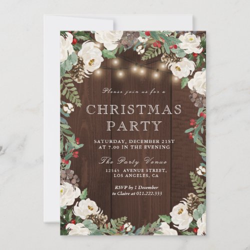 Lovely rustic winter christmas party invitation