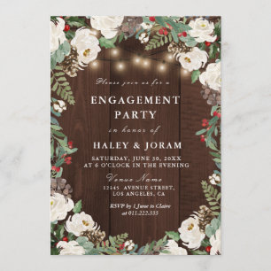 Lovely rustic winter engagement party invitation