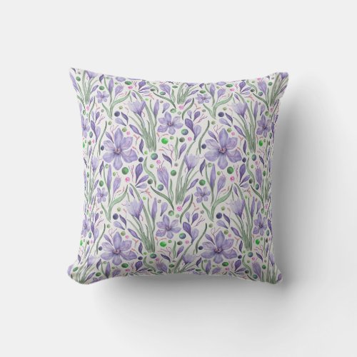 Lovely Saffron _ Lavender Velvet Green Metallics Throw Pillow