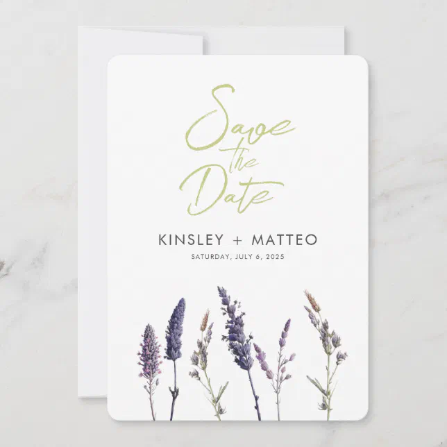 Lovely Sage Green Cards, Lavender, Save The Date | Zazzle