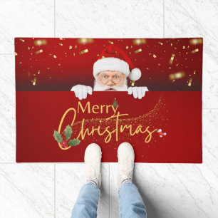 Lovely Santa Claus Merry Christmas Red Doormat