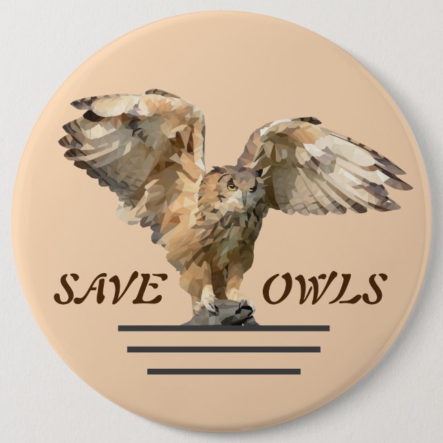 Lovely Save Owls Pin Button (Front)