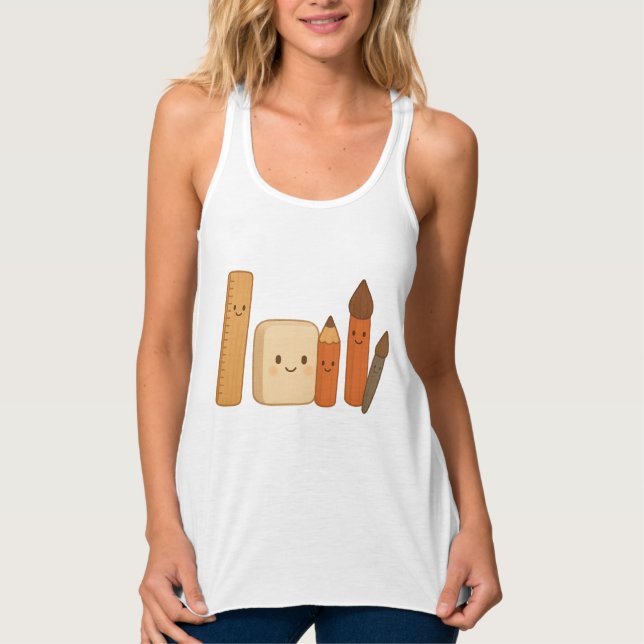 Lovely School Tools – Cute Transparent Tank Top (Front)