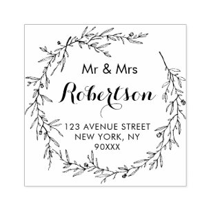 lovely script address rubber stamp