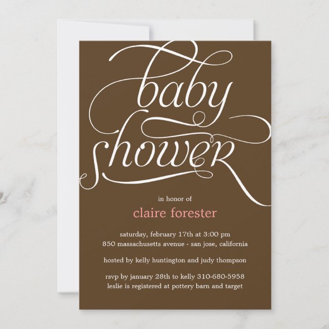 Lovely Script Baby Shower Invitation (Pink) (Front)