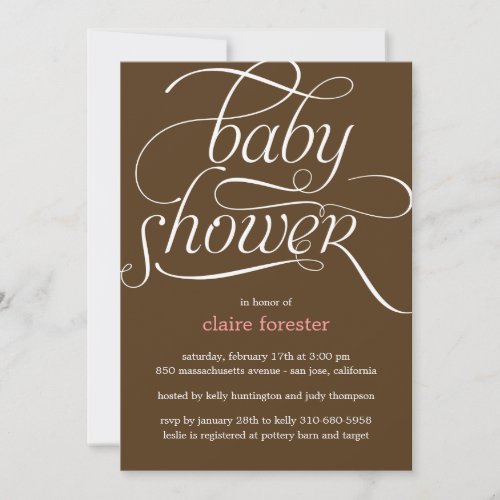 Lovely Script Baby Shower Invitation (Pink)