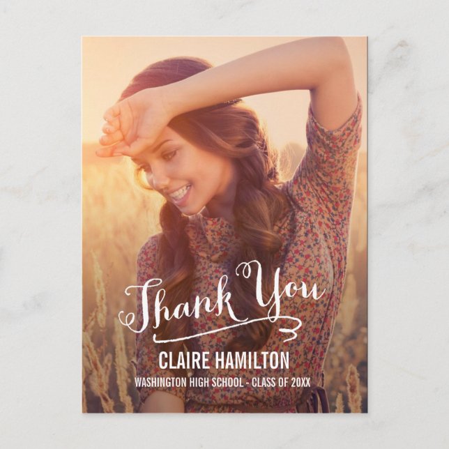 Lovely Script Graduation Thank You Card (Front)