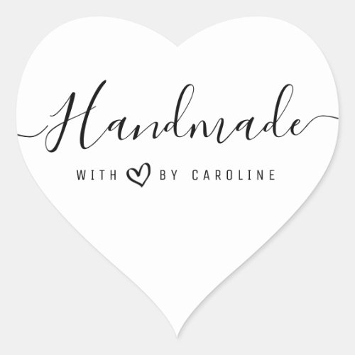 lovely script Handmade business Heart Sticker