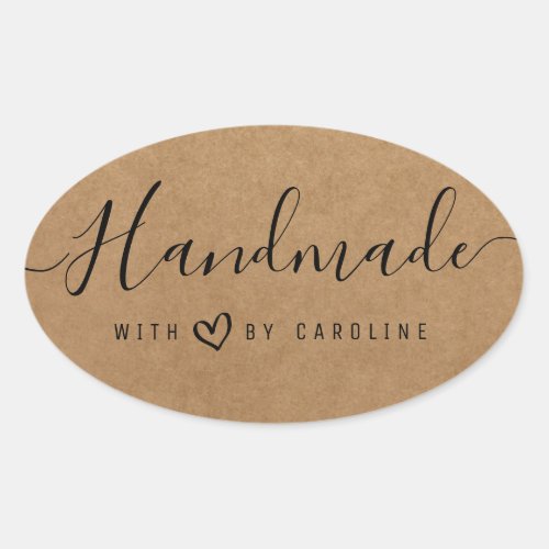 lovely script Handmade business Heart Sticker