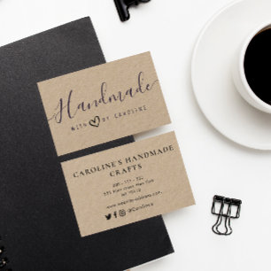 lovely script Handmade kraft business Card
