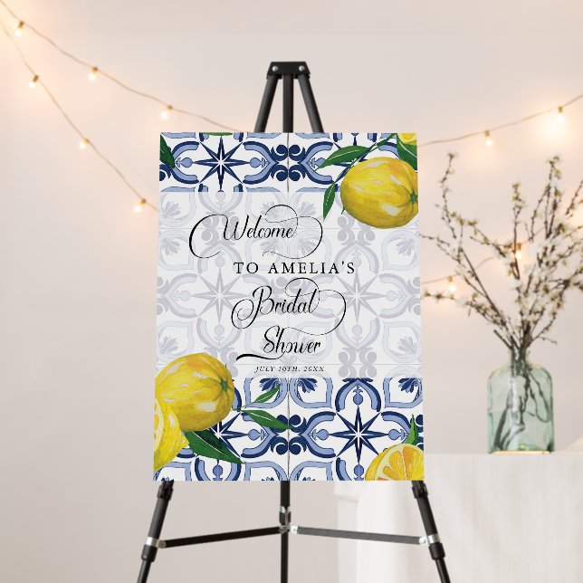 Lovely Script Heart | Lemon | Bridal Welcome Sign (In Situ (Stand))