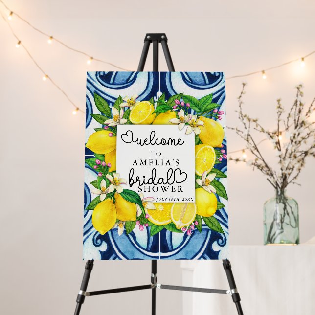 Lovely Script Heart | Lemon | Bridal Welcome Sign (In Situ (Stand))