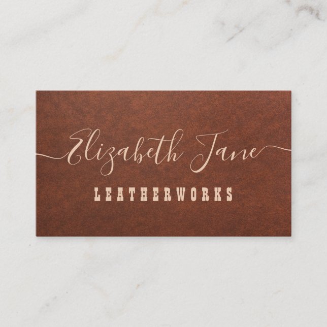 lovely script leatherworks business card (Front)