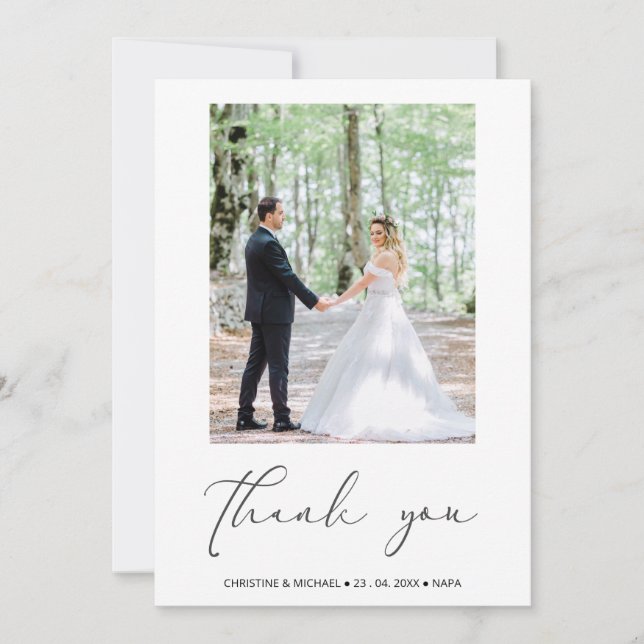 Lovely Script Personalized Wedding Thank You Card (Front)