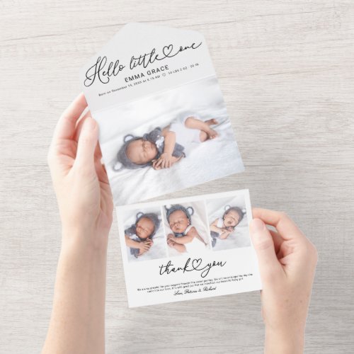 Lovely Script Photo Birth Announcement Cards
