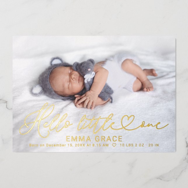 Lovely Script Photo Birth Announcement Cards (Front)