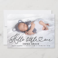 Lovely Script Photo Birth Announcement Cards