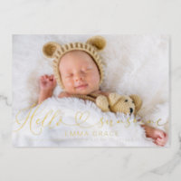 Lovely Script Photo Birth Announcement Cards