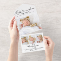 Lovely Script Photo Birth Announcement Cards