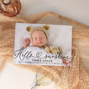 Lovely Script Photo Birth Announcement Cards
