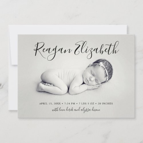 Lovely Script Photo Overlay Birth Announcement