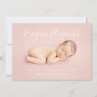 Lovely Script Photo Overlay Birth Announcement