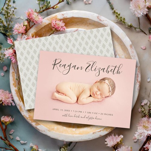 Lovely Script Photo Overlay Birth Announcement